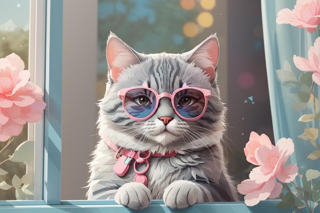 Mosquiteras gatitos con gafas