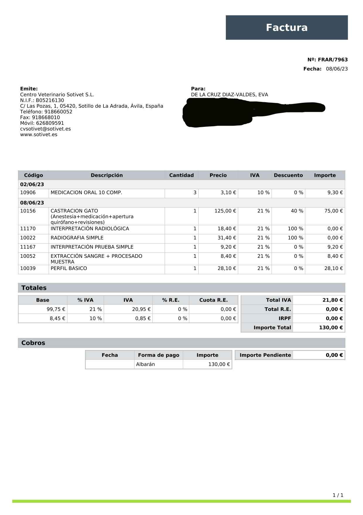 cuenta fiel | factura