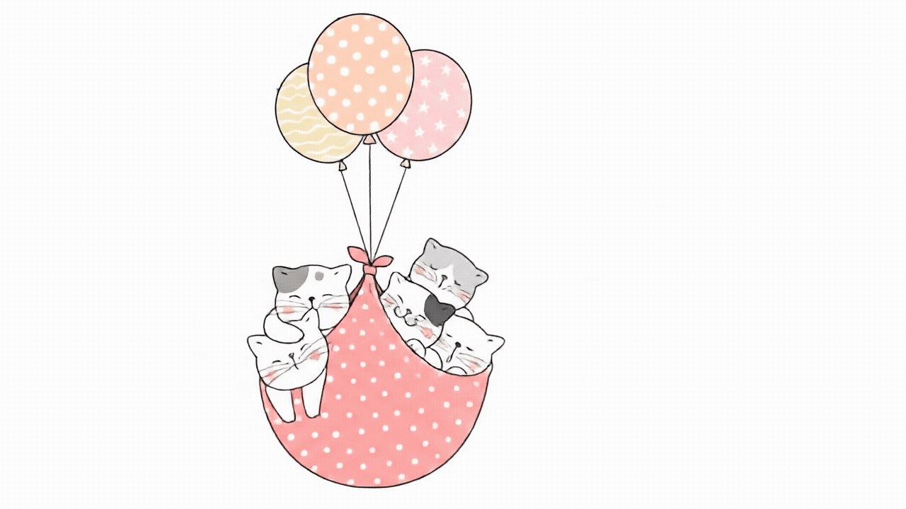 Adoptar gatos | gif animado de gatitos en globo aeroestático